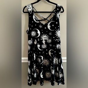 Hot Topic Black & White Celestial Strappy Back Dress